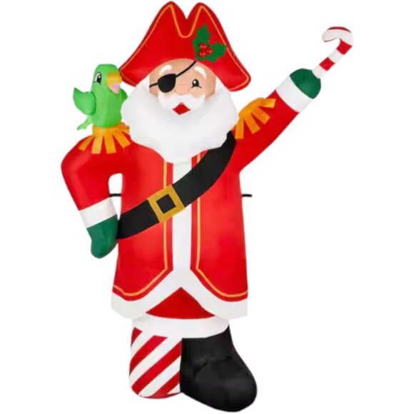 6 Ft LED Pirate Santa Christmas Inflatable Parrot Coastal Beach Tropical New - Picture 4 of 7